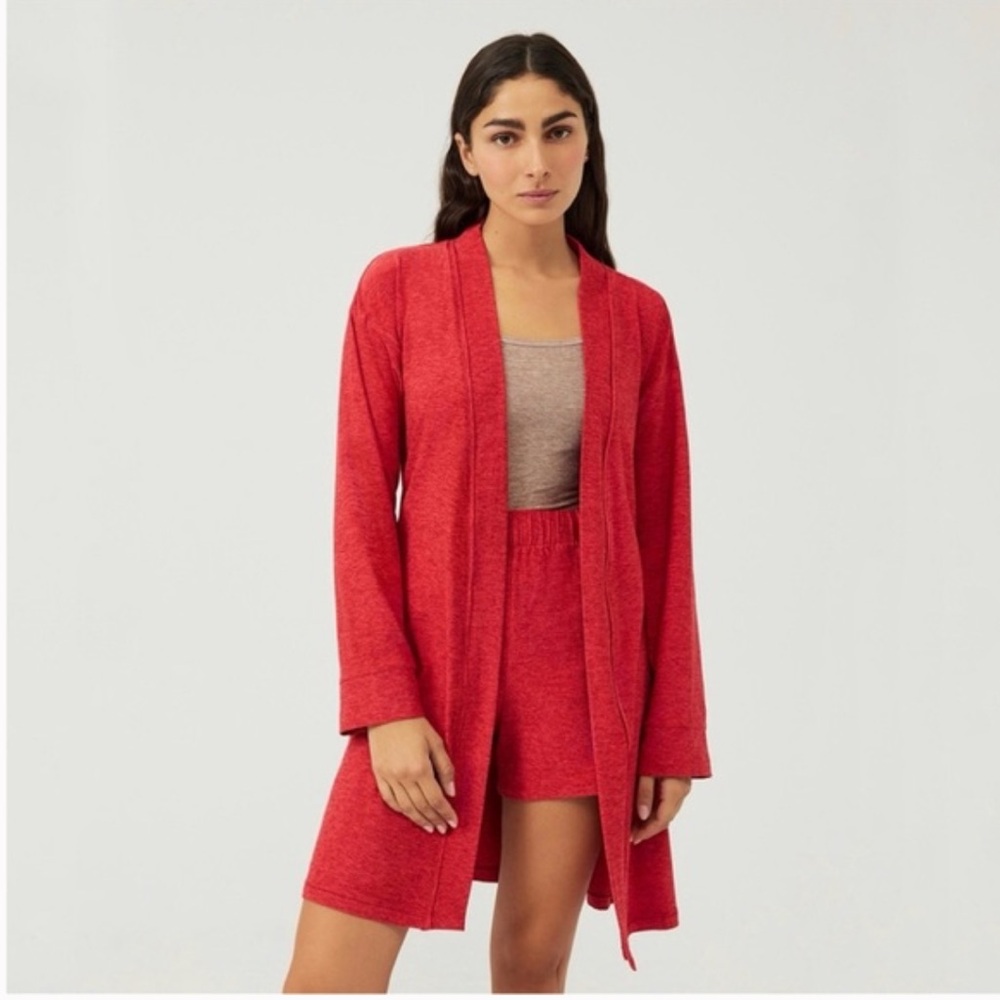 Outdoor Voices Cloudknit Robe In Strawberry Red